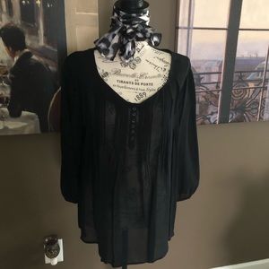 Black flowing LS blouse